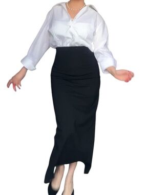 Zara Black High-Waist Pencil Skirt with Rear Slit - small